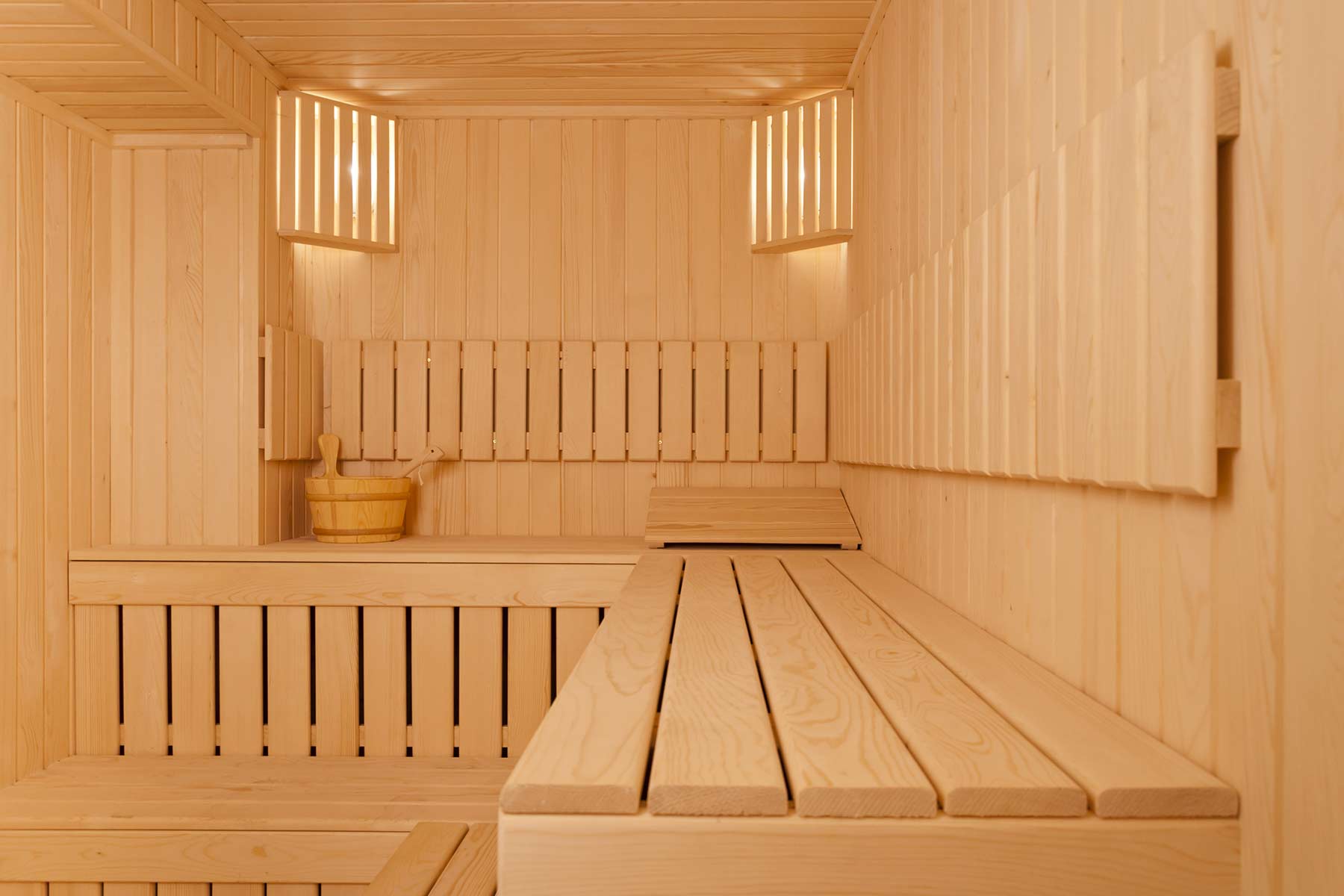 Natural wood steam room