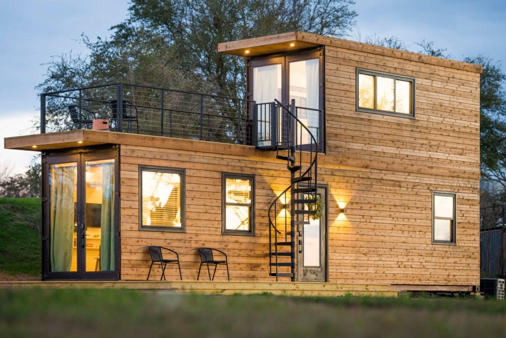 A two-story shipping container home made by Cargo Homes.